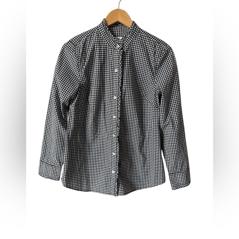 Vineyard Vines Black & White Gingham Button-Down Blouse